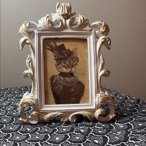 Vintage Style Cat Portrait in Ornate Frame